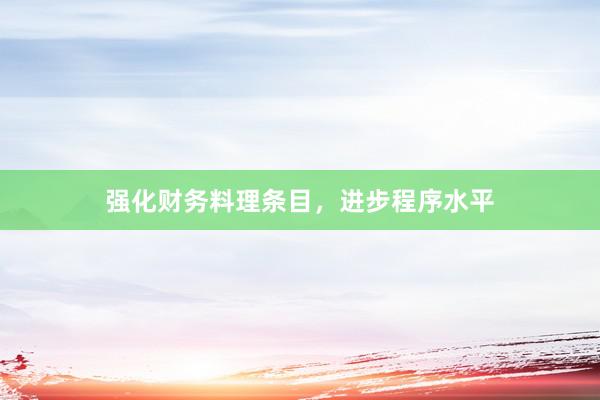 强化财务料理条目,进步程序水平