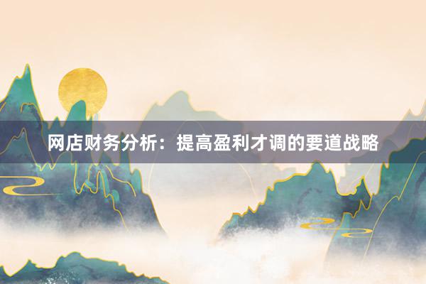 网店财务分析:提高盈利才调的要道战略